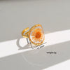 Wholesale Women's Stainless Steel Goldplated Resin Geometric Flower Minimalist Ring