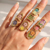 Wholesale Women's Stainless Steel Goldplated Resin Geometric Flower Minimalist Ring