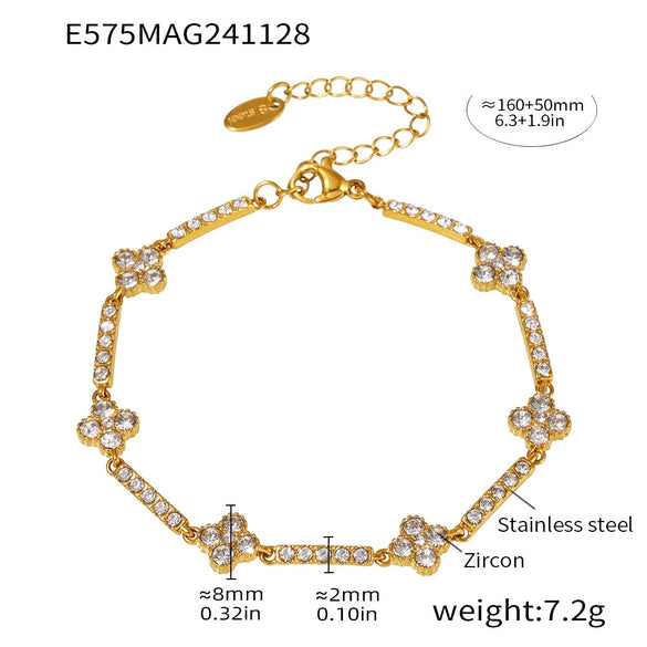 Wholesale Women's 316L Stainless Steel Handmade Inlaid Geometric Zircon Bracelet Pvd Plated 18K Gold Color