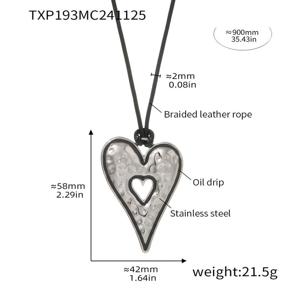 Wholesale Women's 316L Stainless Steel Handpolished Love Earrings And Sweater Chain With Oil Drop Shape And Electroplating