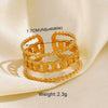 Wholesale Women's Stainless Steel Heart Geometric Opening Ring With Electroplating