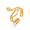 Wholesale Women's Stainless Steel Heart Geometric Opening Ring With Electroplating
