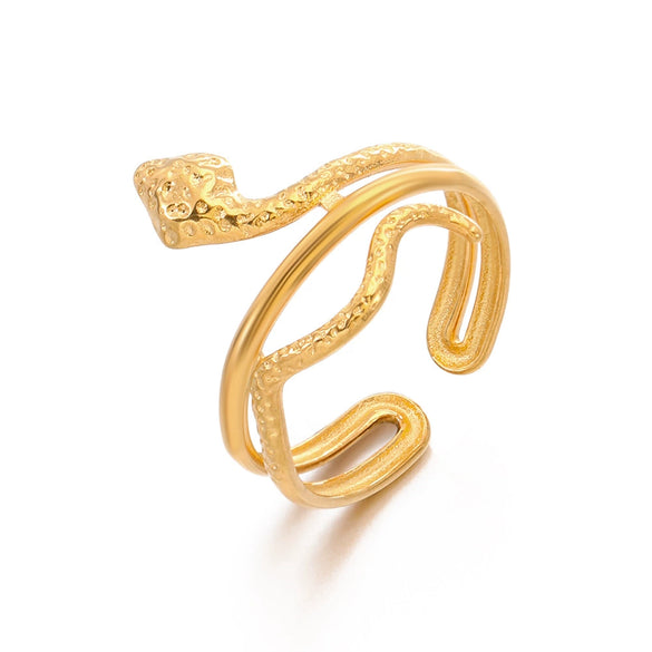 Wholesale Women's Stainless Steel Heart Geometric Opening Ring With Electroplating
