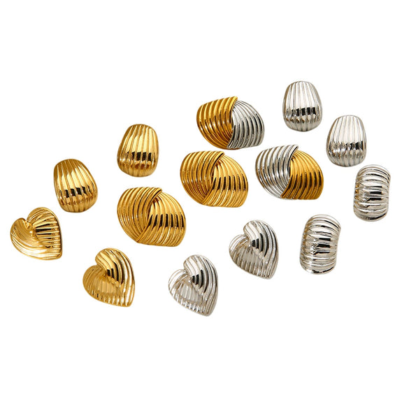 Wholesale Women's Stainless Steel Heart Geometric Real Gold Plated Earrings