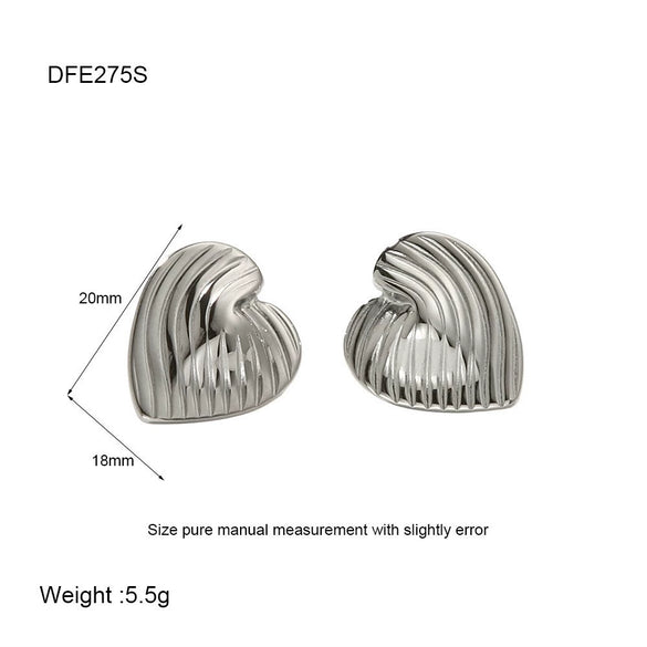 Wholesale Women's Stainless Steel Heart Geometric Real Gold Plated Earrings