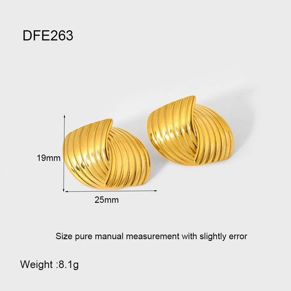 Wholesale Women's Stainless Steel Heart Geometric Real Gold Plated Earrings