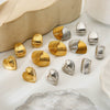 Wholesale Women's Stainless Steel Heart Geometric Real Gold Plated Earrings