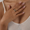 Wholesale Women's Stainless Steel Heart Geometric Ring With Gold And Silver Color Matching And Electroplating Design