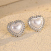 Wholesale Women's Stainless Steel Heart Inlaid Baroque Pearl Earrings Retro Vintage Style Electroplated