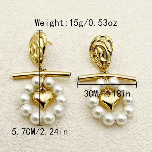Wholesale Women's Stainless Steel Heart Pattern Electroplated Earrings