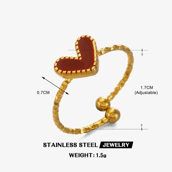 Wholesale Women's Stainless Steel Heart Ring Simple Style With Electroplating Design
