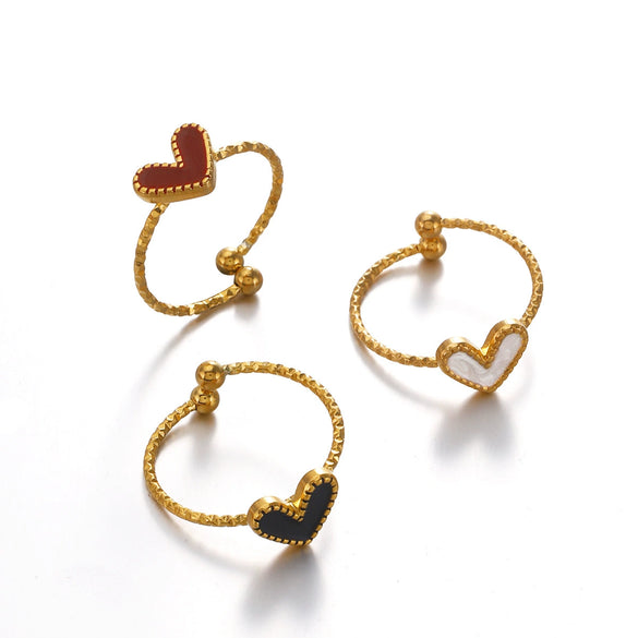 Wholesale Women's Stainless Steel Heart Ring Simple Style With Electroplating Design