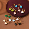 Wholesale Women's Stainless Steel Heart Shape Electroplated Dripping Oil Design Earrings