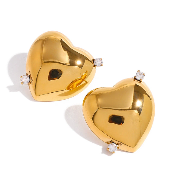 Wholesale Women's Stainless Steel Heart Shape Electroplated Love Earrings