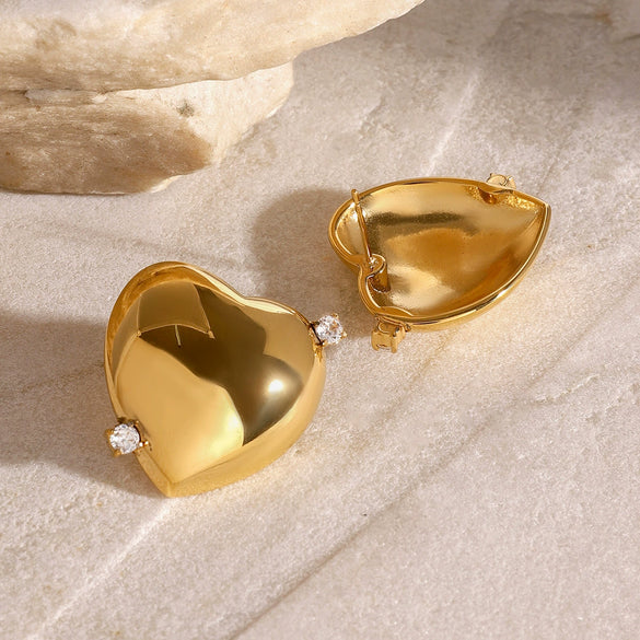 Wholesale Women's Stainless Steel Heart Shape Electroplated Love Earrings