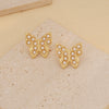 Wholesale Women's Stainless Steel Heart Shape Imitation Pearl Flower Love Butterfly Earrings