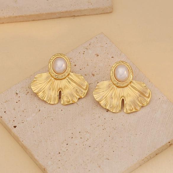 Wholesale Women's Stainless Steel Heart Shape Imitation Pearl Flower Love Butterfly Earrings