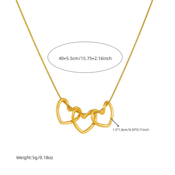 Wholesale Women's Stainless Steel Heart Shape Love Link Pendant Necklace With Goldplated Electroplating