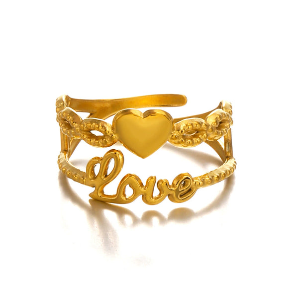 Wholesale Women's Stainless Steel Heart Shape Love Ring With Electroplating Design