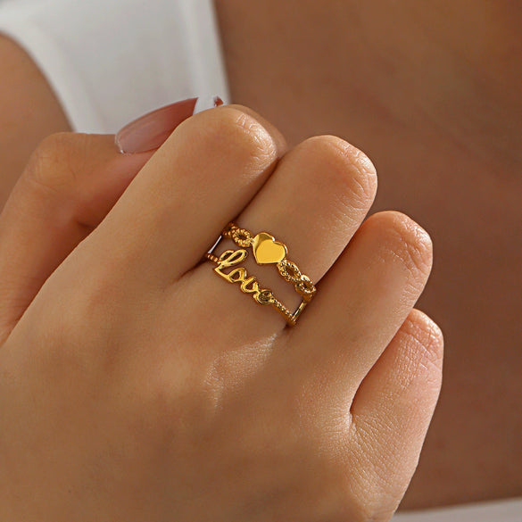 Wholesale Women's Stainless Steel Heart Shape Love Ring With Electroplating Design
