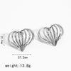 Wholesale Women's Stainless Steel Heart Shape Three Dimensional Cut Electroplated Earrings And Rings