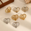 Wholesale Women's Stainless Steel Heart Shape Three Dimensional Cut Electroplated Earrings And Rings