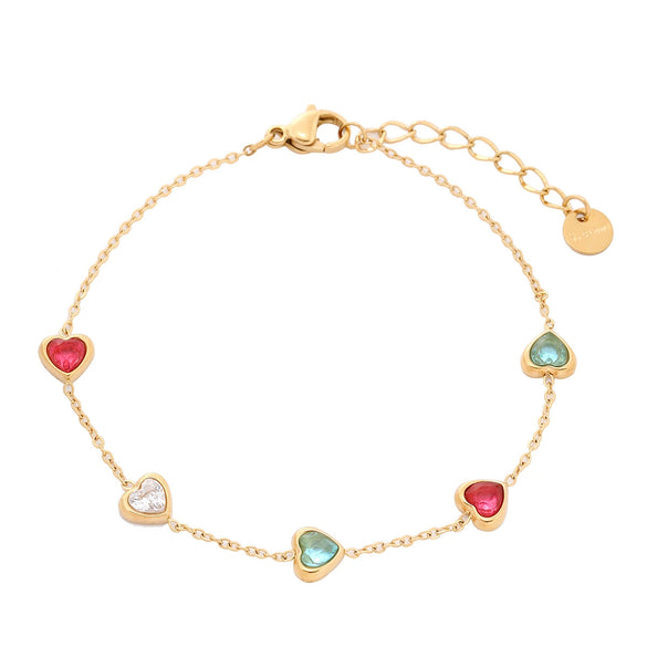 Wholesale Women's Stainless Steel Heart Shape Zircon Bracelet With Electroplating Design Fashion And Light Luxury Style
