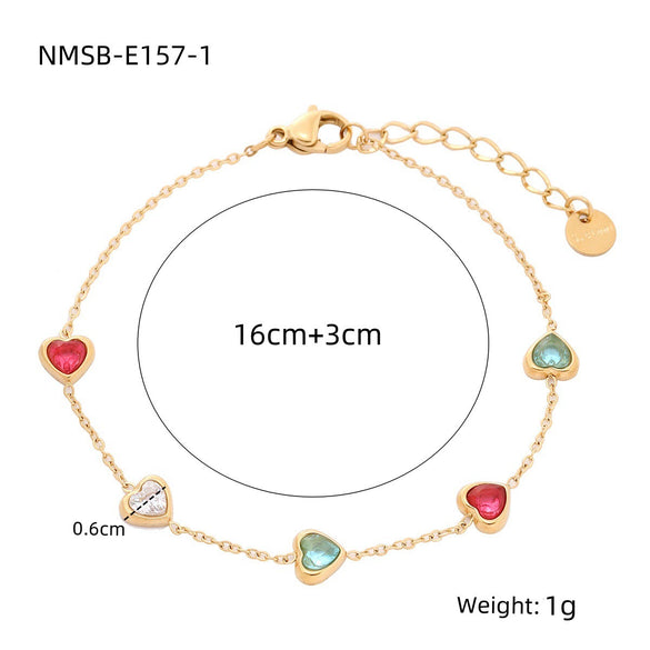 Wholesale Women's Stainless Steel Heart Shape Zircon Bracelet With Electroplating Design Fashion And Light Luxury Style