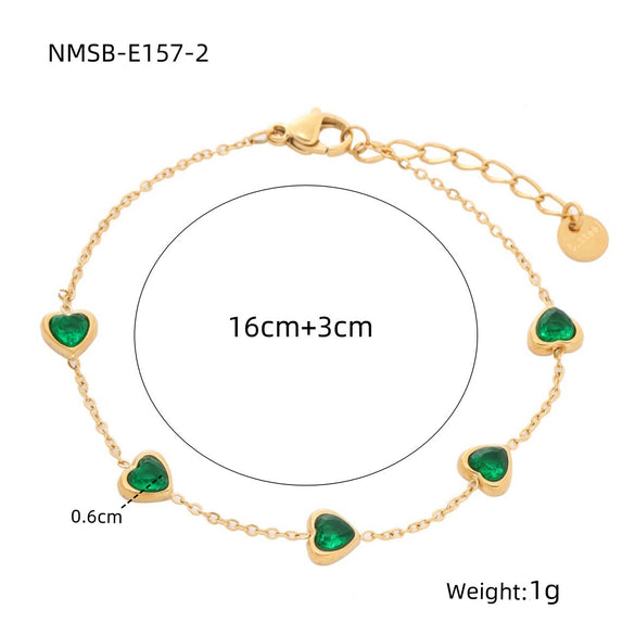 Wholesale Women's Stainless Steel Heart Shape Zircon Bracelet With Electroplating Design Fashion And Light Luxury Style