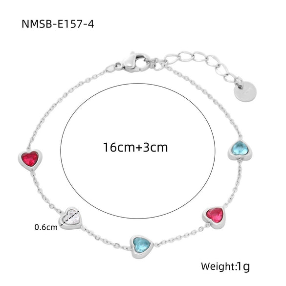 Wholesale Women's Stainless Steel Heart Shape Zircon Bracelet With Electroplating Design Fashion And Light Luxury Style