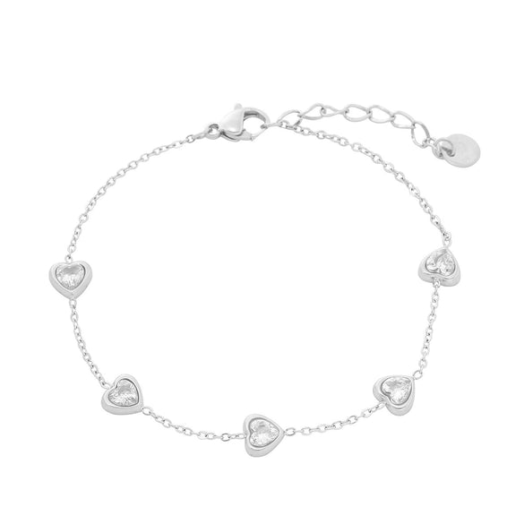 Wholesale Women's Stainless Steel Heart Shape Zircon Bracelet With Electroplating Design Fashion And Light Luxury Style
