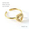Wholesale Women's Stainless Steel Heart Shaped Diamond Ring
