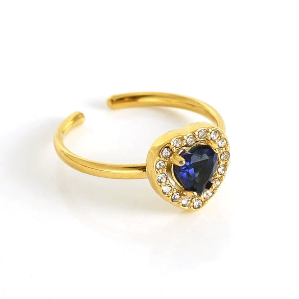 Wholesale Women's Stainless Steel Heart Shaped Diamond Ring