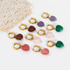 Wholesale Women's Stainless Steel Heart Shaped Earrings With Natural Stone Pvdp Furnace Real Gold Treatment