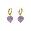 Wholesale Women's Stainless Steel Heart Shaped Earrings With Natural Stone Pvdp Furnace Real Gold Treatment