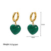 Wholesale Women's Stainless Steel Heart Shaped Earrings With Natural Stone Pvdp Furnace Real Gold Treatment