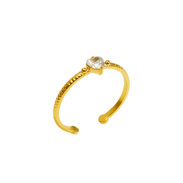 Wholesale Women's 316L Stainless Steel Heart Shaped Inlaid Zircon Love Ring With Electroplating