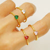 Wholesale Women's 316L Stainless Steel Heart Shaped Inlaid Zircon Love Ring With Electroplating