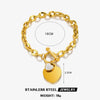 Wholesale Women's Stainless Steel Heart Shaped Love Diamond Bracelet With Electroplating Hip Hop Simple Style