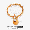 Wholesale Women's Stainless Steel Heart Shaped Love Diamond Bracelet With Electroplating Hip Hop Simple Style