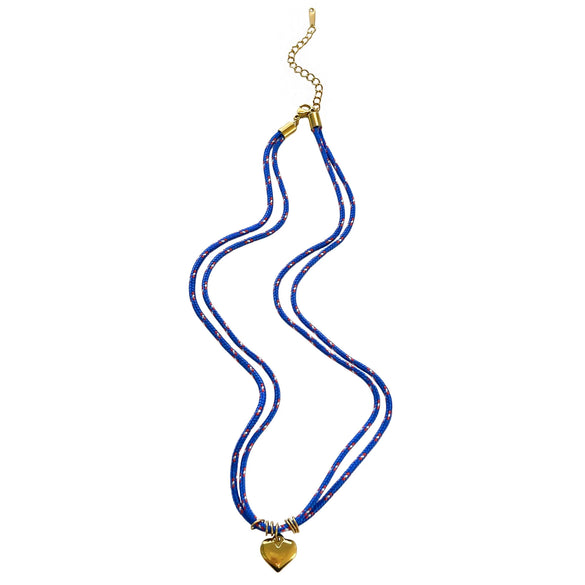 Wholesale Women's Stainless Steel Heart Shaped Polished Electroplated Pendant Nylon Rope Necklace