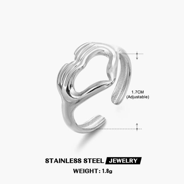 Wholesale Women's Stainless Steel Heart Shaped Real Gold Plated Love Ring Ins Style