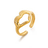 Wholesale Women's Stainless Steel Heart Shaped Real Gold Plated Love Ring Ins Style
