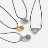 Wholesale Women's Stainless Steel Heartshaped Drop Pendant Necklace With Black Rope Chain 18K Gold Plated