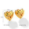 Wholesale Women's Stainless Steel Heartshaped Geometric Earrings With Electroplating