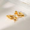 Wholesale Women's Stainless Steel Heartshaped Geometric Electroplated Pearl Earrings Jewelry