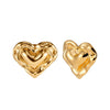 Wholesale Women's Stainless Steel Heartshaped Geometric Irregular Earrings With Vacuum Real Gold Plating