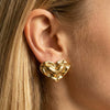 Wholesale Women's Stainless Steel Heartshaped Geometric Irregular Earrings With Vacuum Real Gold Plating