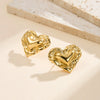 Wholesale Women's Stainless Steel Heartshaped Geometric Irregular Earrings With Vacuum Real Gold Plating