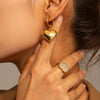Wholesale Women's Stainless Steel Heartshaped Geometric Light Luxury Earrings With Electroplating